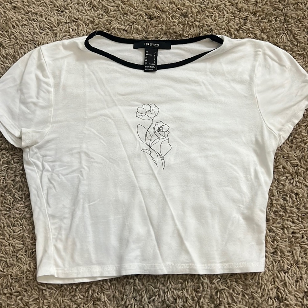 Forever 21 abstract flower cropped shirt